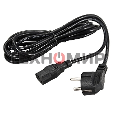 Шнур сетевой Rexant евровилка угловая - евроразъем С13, кабель 3x0,75 мм², длина 1,8 м. (PVC пакет)