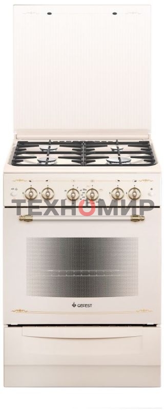 Плита газовая Gefest ПГ 6100-02 0182 бежевый, конфорок 4 шт, духовка 52 л, 60 см x 85 см x 60 см