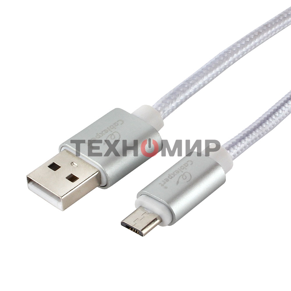 Кабель USB2.0 Cablexpert CC-U-mUSB02S-1.8M, AM/microB, серия Ultra, длина 1.8м, серебристый, блистер