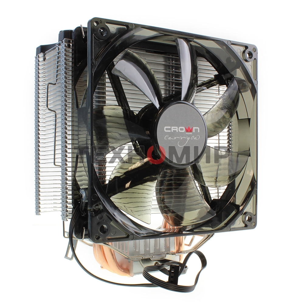 Кулер для процессора Crown CM-5 прозрачный/черный, 120 мм, 1500 об/мин, 30.8 дБ, 4 pin, 187 Вт, 148 мм