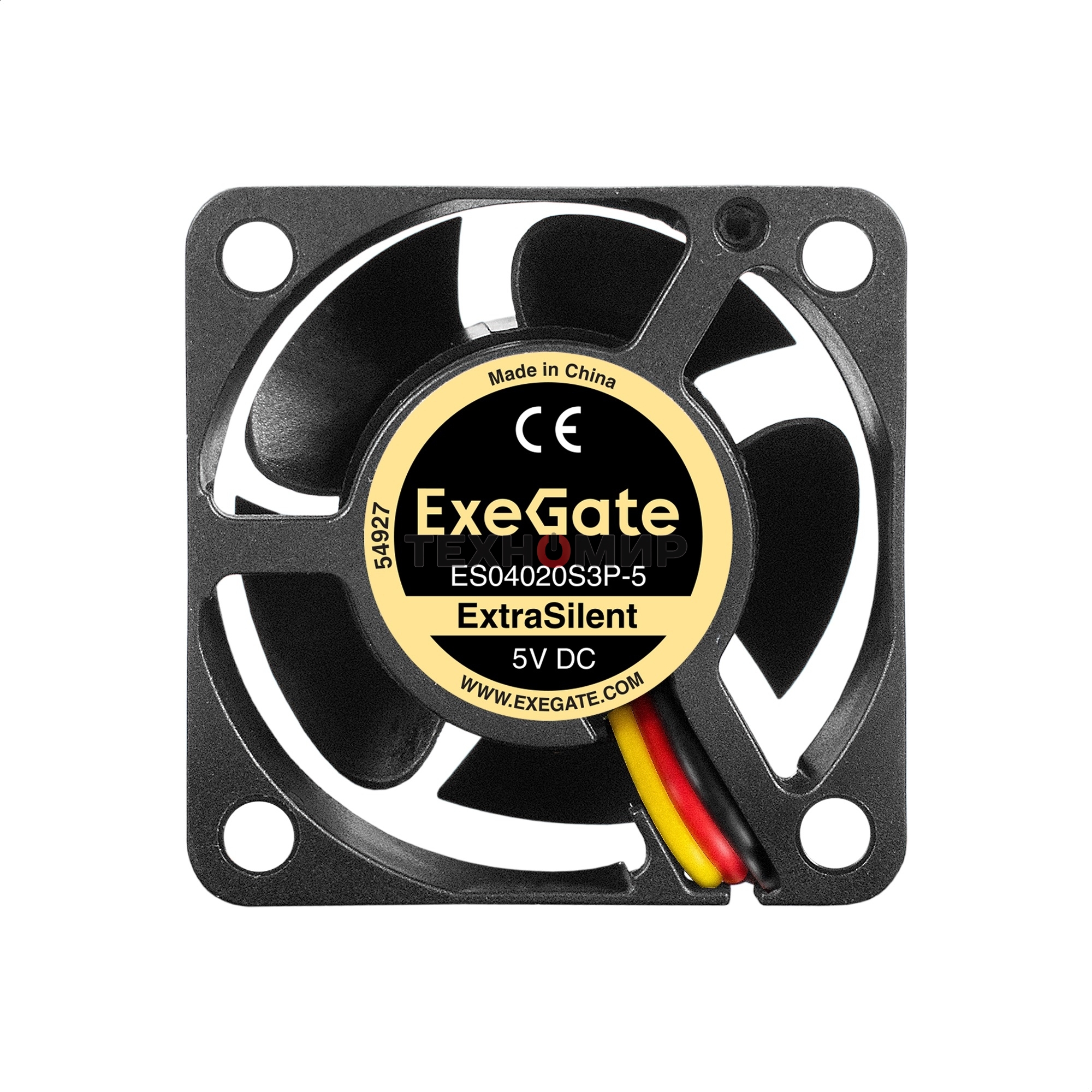 Вентилятор для корпуса ExeGate ExtraSilent ES04020S3P-5 черный, 40 мм, 4800 об/мин, 21 дБ, 3 pin
