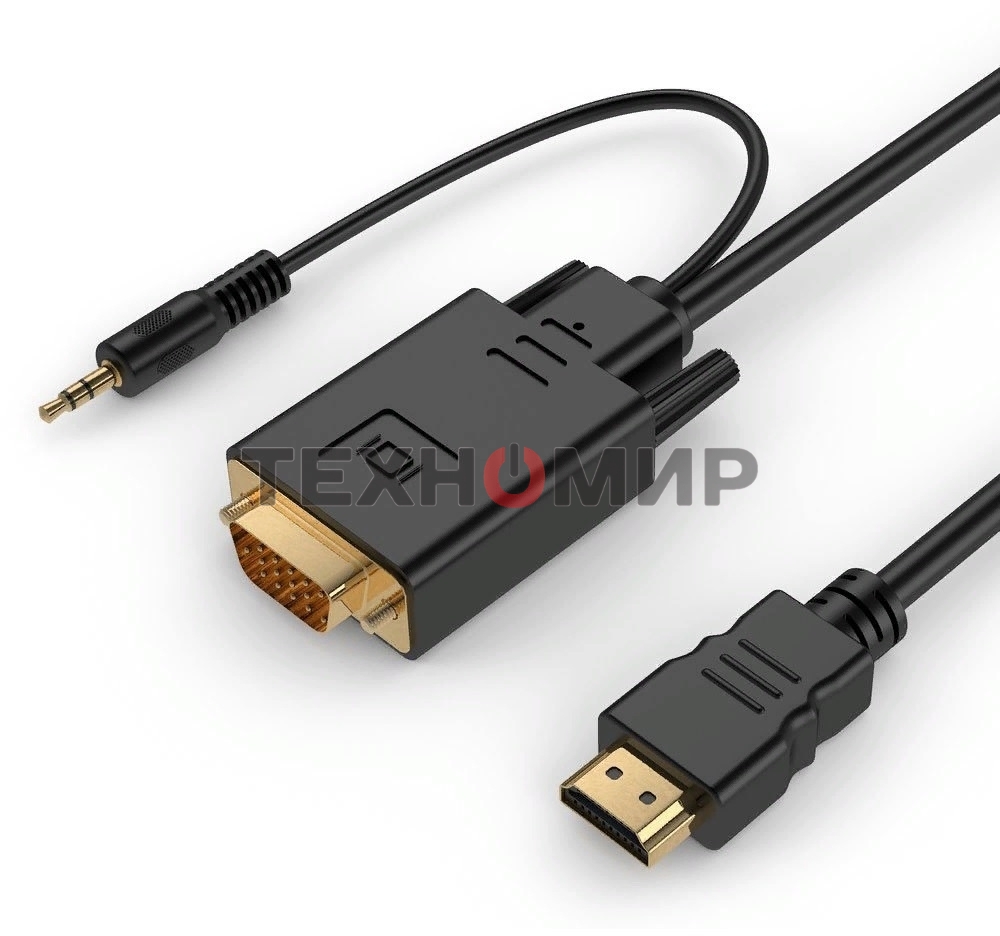 Кабель-переходник аудио-видео Premier 5-983AU HDMI (m)/VGA (m) 1.8м. черный (5-983AU 1.8)