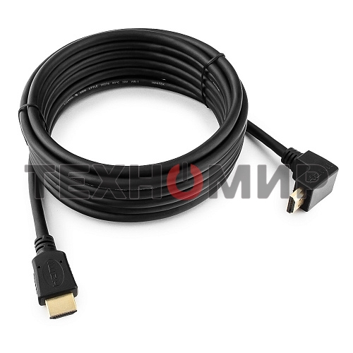 Кабель Cablexpert HDMI CC-HDMI490-15, 19M/19M, v2.0, медь, позол.разъемы, экран, угловой, 4.5м, черный, пакет