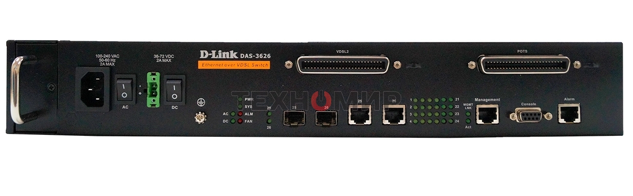 Коммутатор D-Link (DAS-3626/A1A) 24-порта VDSL2 DSLAM with 2 combo-ports 10/100/1000BASE-T/SFP