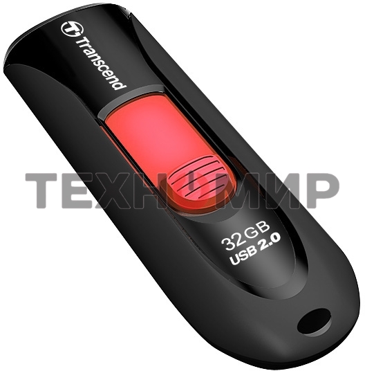Флешка USB Transcend Jetflash 590 (TS32GJF590K), 32Gb, USB 2.0, R/W 15/5, черный/красный
