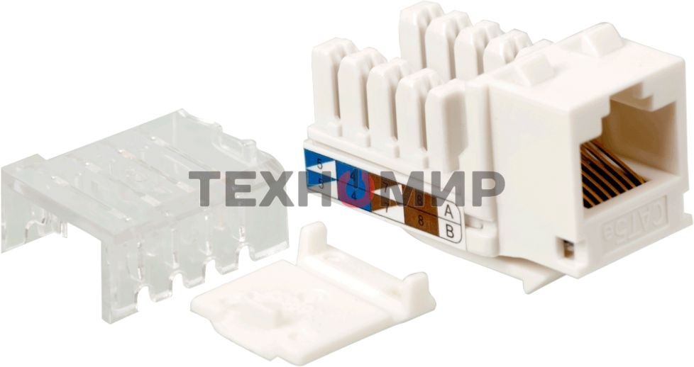 Модуль Keystone, RJ45, кат.5E, UTP, 90 градусов, узкий, со шторкой, белый