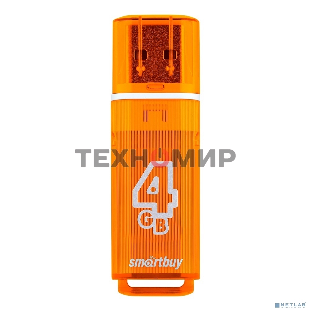 Флешка USB Smartbuy Glossy series Orange (SB4 GbGS-Or), 4Gb, USB 2.0, R/W 25/15, оранжевый