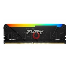Оперативная память Kingston Fury Beast, DDR4, 16GB (1x16GB), 3200MHz, CL16, DIMM, с радиатором, RGB, черный