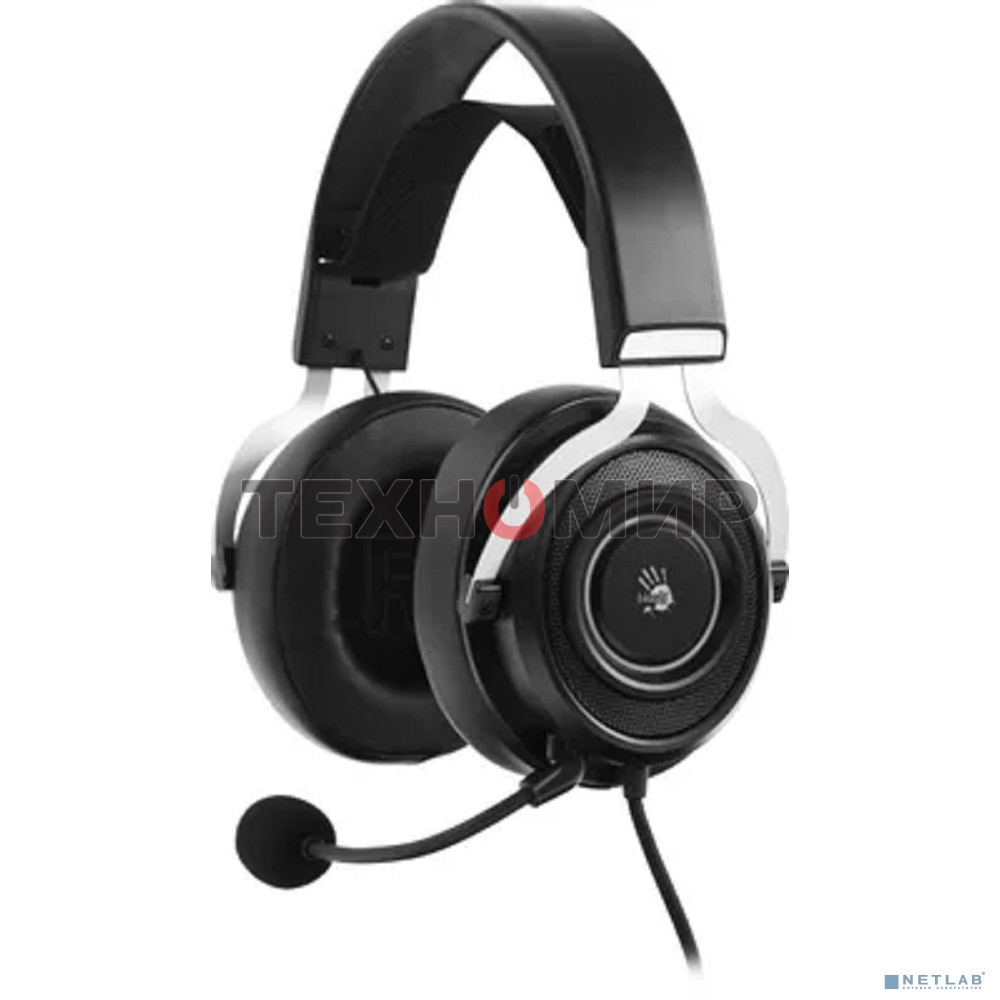 Гарнитура проводная с микрофоном A4Tech Bloody G535 черный/серебристый 2м мониторные USB оголовье (G535 (BLACK+SILVER) USB)