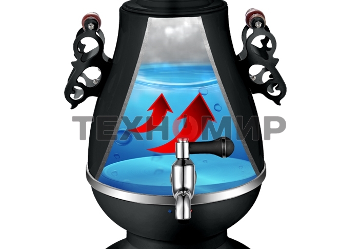 Самовар Centek CT-0091 B (черн+рисунок), 4.0л, 2300 Вт, поддерж.t + LED индикатор, керам заварник