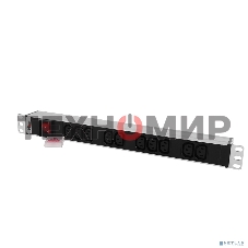 Блок розеток Rem-10 с выкл., 12 IEC 60320 C13, 10 A, алюм., 19