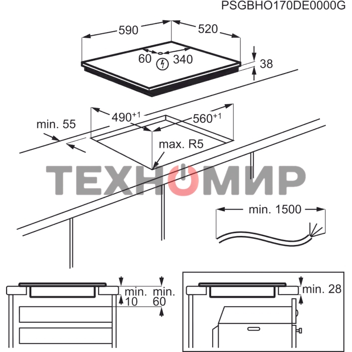 Электрическая варочная панель Electrolux EHF6232FOK Hi-Light, независимая, черный