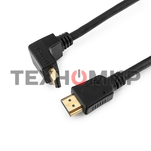 Кабель Cablexpert HDMI CC-HDMI490-15, 19M/19M, v2.0, медь, позол.разъемы, экран, угловой, 4.5м, черный, пакет