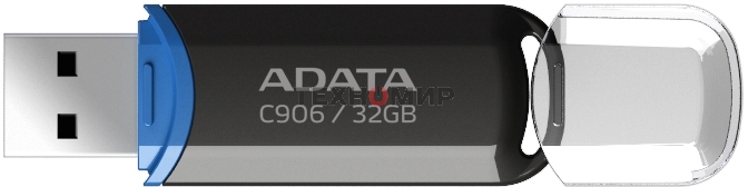 Флешка USB ADATA C906 (AC906-32G-RBK), 32Gb, USB 2.0, R/W 15/5, черный/синий