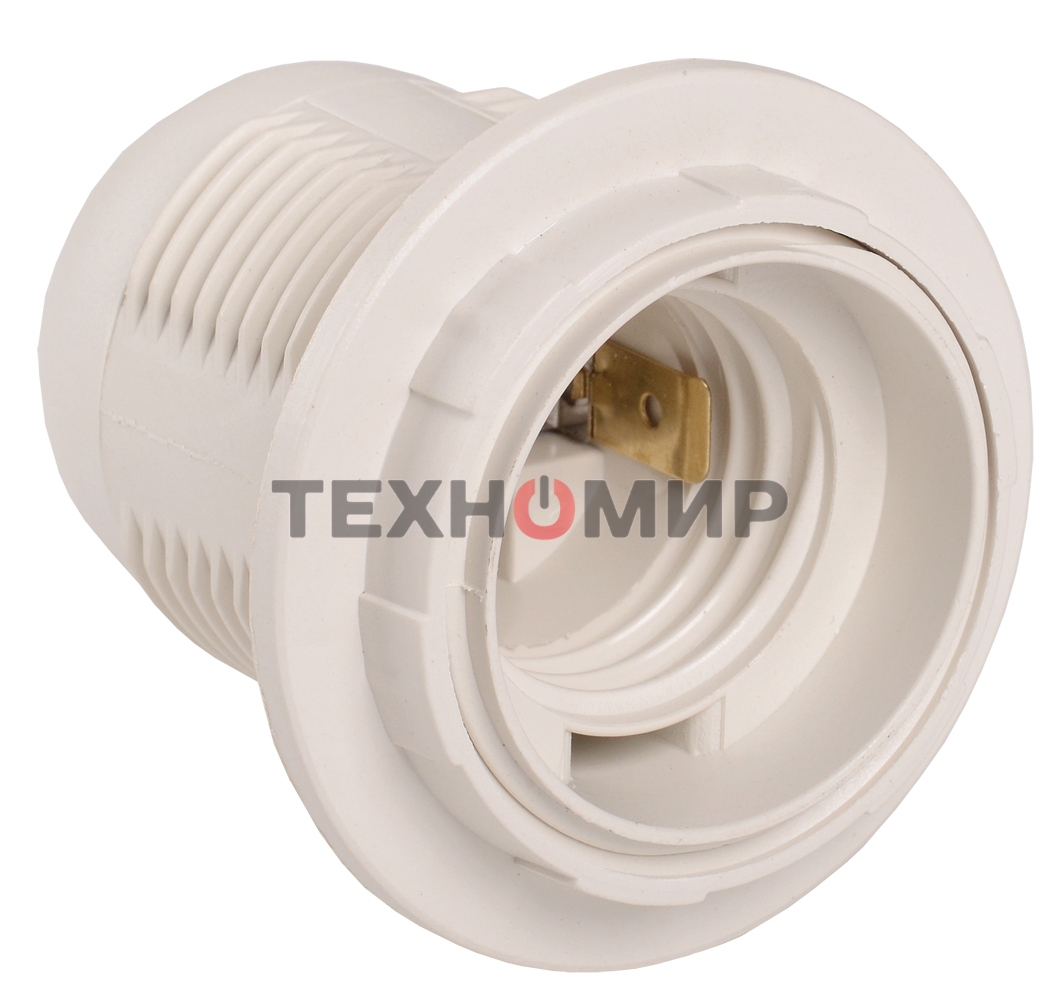 Патрон пластик с кольцом, Е27, белый, стикер на изделии, Iek EPP11-04-01-K01 Ппл27-04-К12