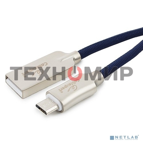 Кабель USB2.0 Cablexpert CC-P-mUSB02Bl-1.8M, AM/microB, серия Platinum, длина 1.8м, синий, блистер