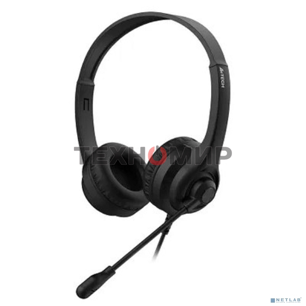 Гарнитура проводная с микрофоном A4Tech HU-8 черный 2м накладные USB оголовье