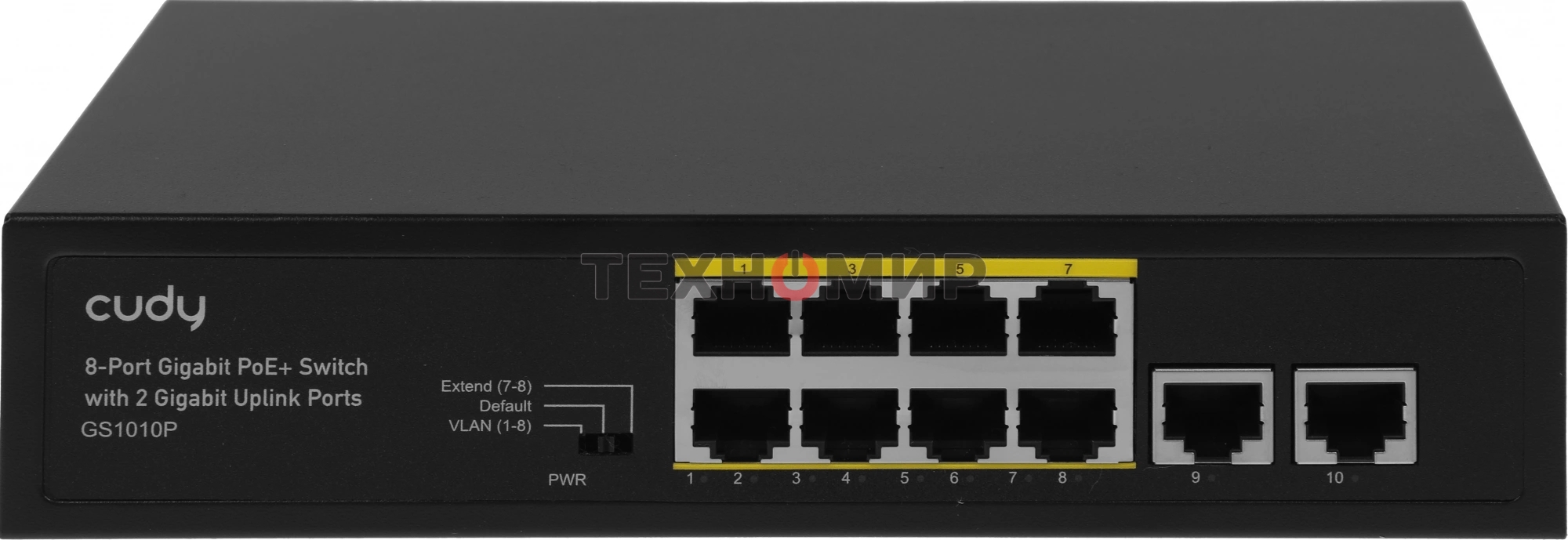 Коммутатор Cudy 8 RJ-45 10/100/1000M PSE ports +2 RJ45 10/100/1000 Uplink Port Unmanaged PoE+ Switch 120W, CCTV/VLAN mode support, long distance:250M at CCTV mode. 802.3af/at standard, Aternative 1/2(+),3/6(-), Rack-mountable Steel Case, Watchdog, 120W in