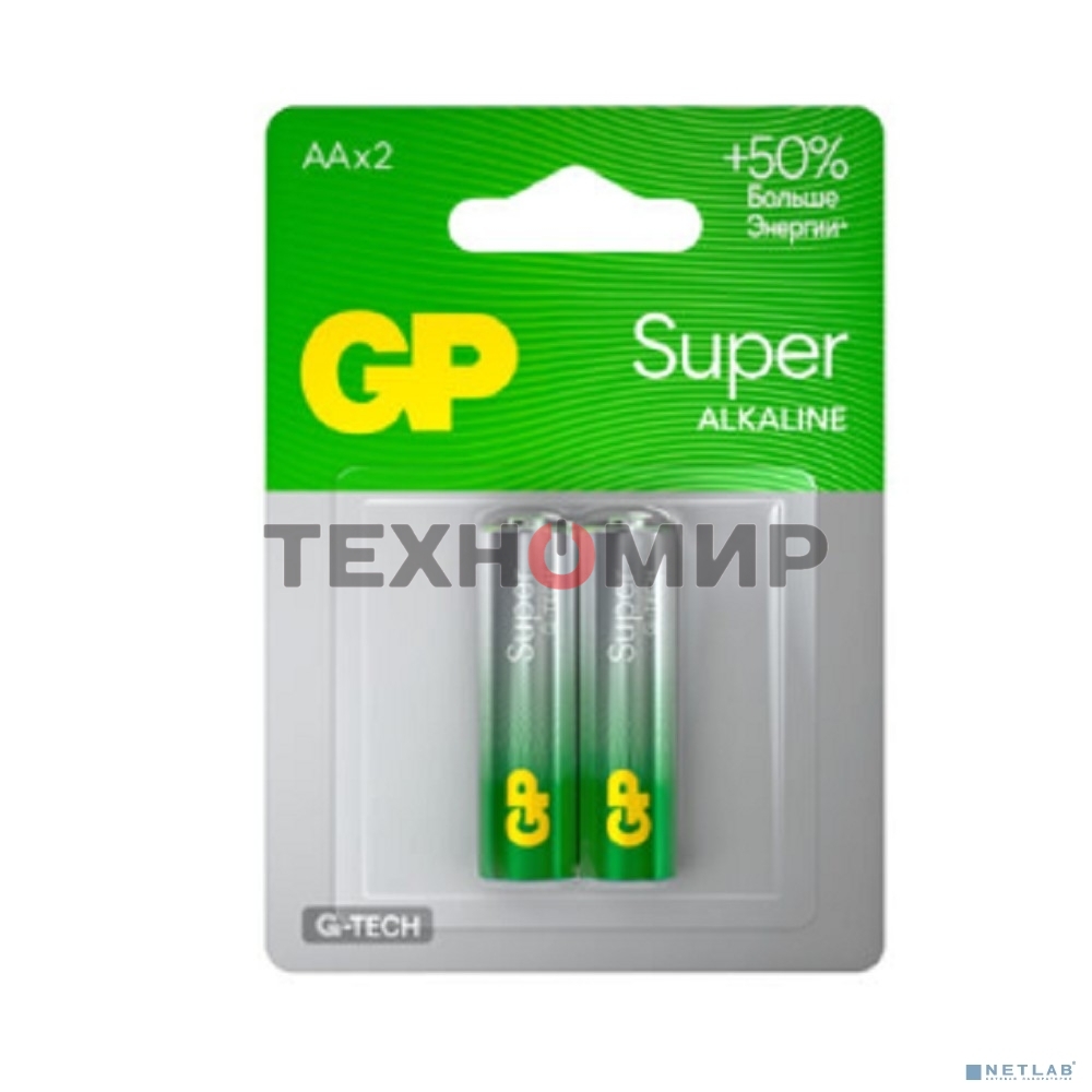 Алкалиновые батарейки GP Super Alkaline G-Tech 15А АA - 2 шт. на блистере
