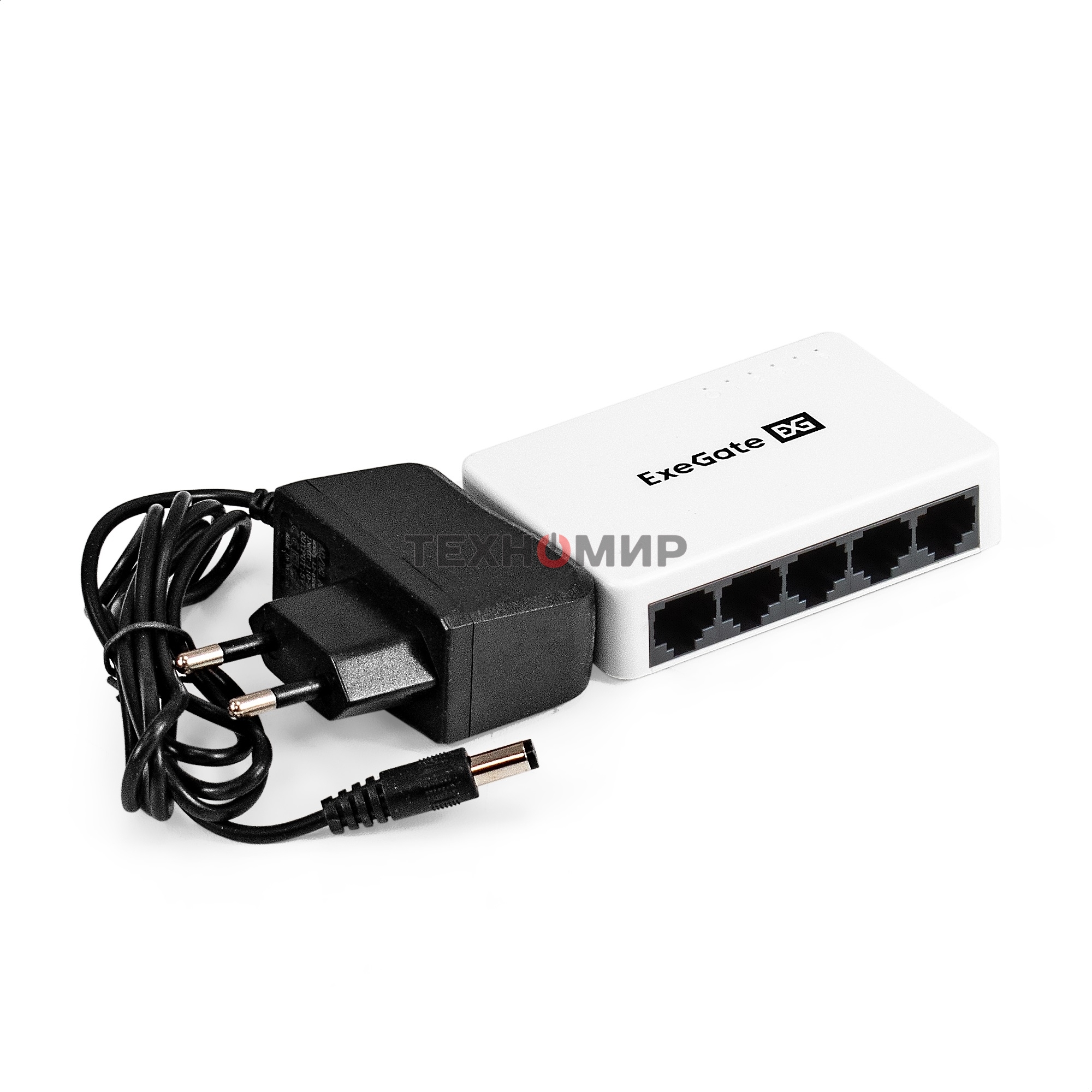 Коммутатор неуправляемый ExeGate EDES-1005C (5-портовый UTP 10/100Mbps, с функцией энергосбережения (Green Ethernet Technology), настольный)