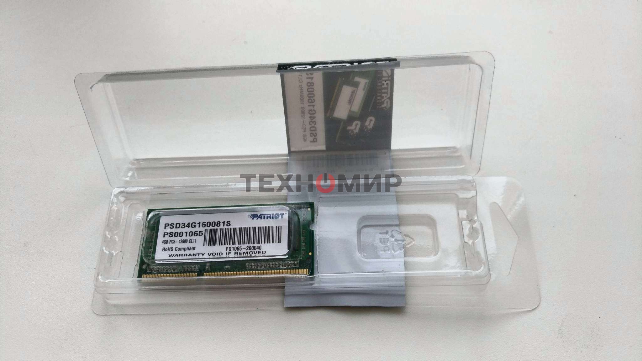 Оперативная память Patriot, DDR3, 4GB (1x4 GB), 1600 MHz, CL11, SO-DIMM